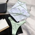 thumbnail image 5 of NINGMENG Bikinis for Women Summer Solid Color Spaghetti Strap V Neck Tops With Thongs Split Two Piece Tankini Swimsuits For Women Bathing Suits,Green,XL, 5 of 5