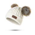 thumbnail image 1 of Gorro de invierno, gorros de punto, gorro de bola de pelo bonito para bebé grueso, color blanco, 1 of 1