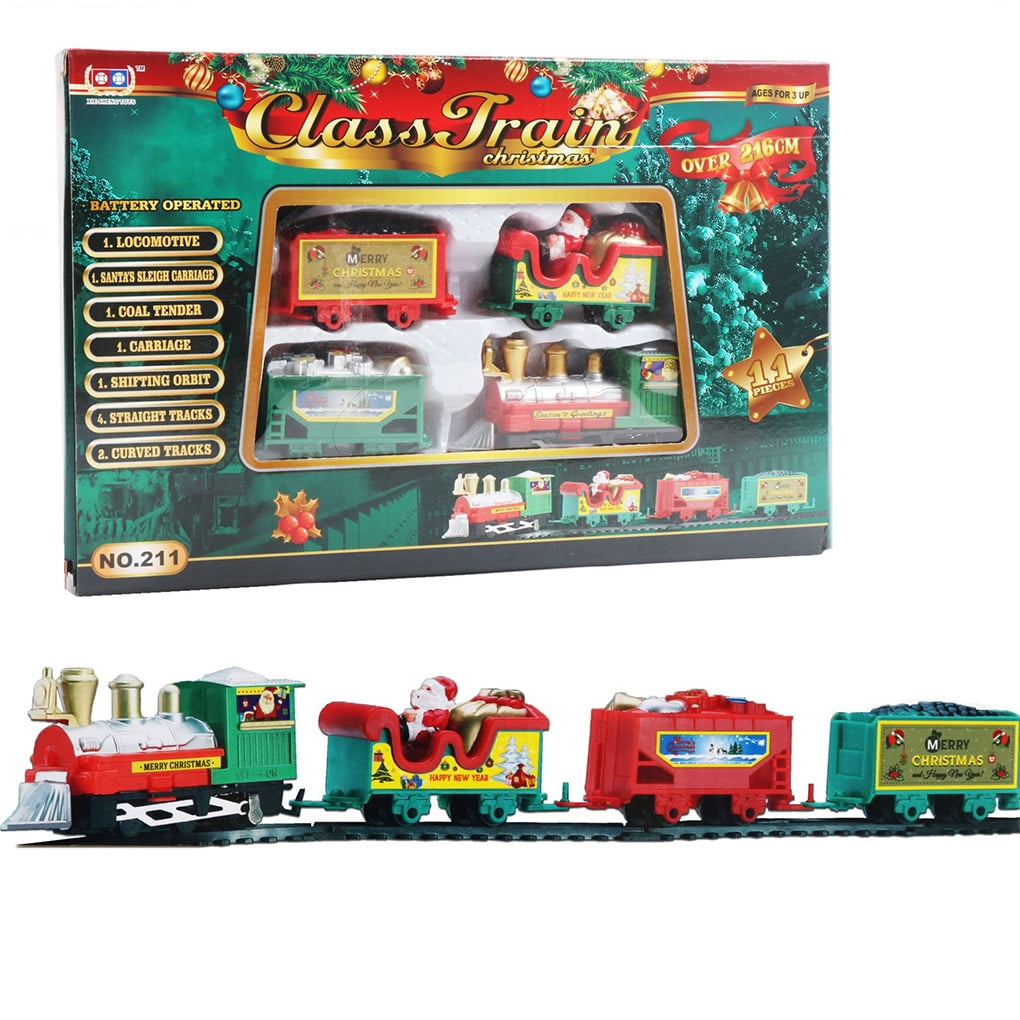 Christmas Train Toy Set Electric Railway Tracks Santa Claus Car Locomotive  Kids Educational Gift