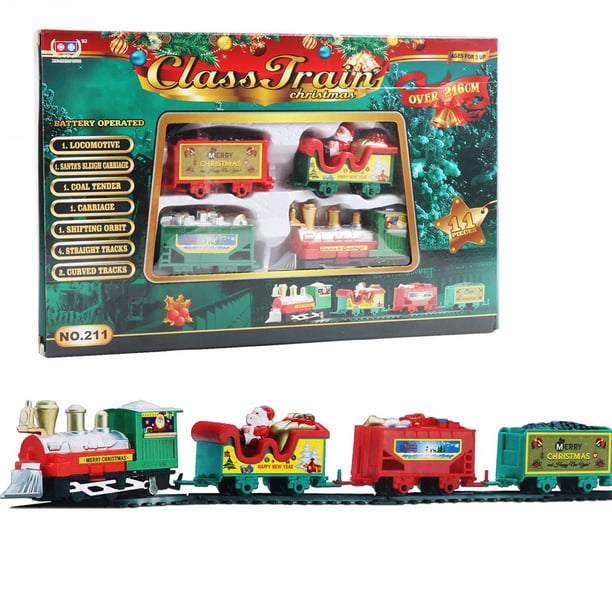 Vogacara Juego de tren eléctrico de Navidad para niños, vías de ferrocarril, motor de locomotora de vapor, modelo de Papá Noel, juguetes educativos Videojuegos portátiles Vogacara FN000168-00B