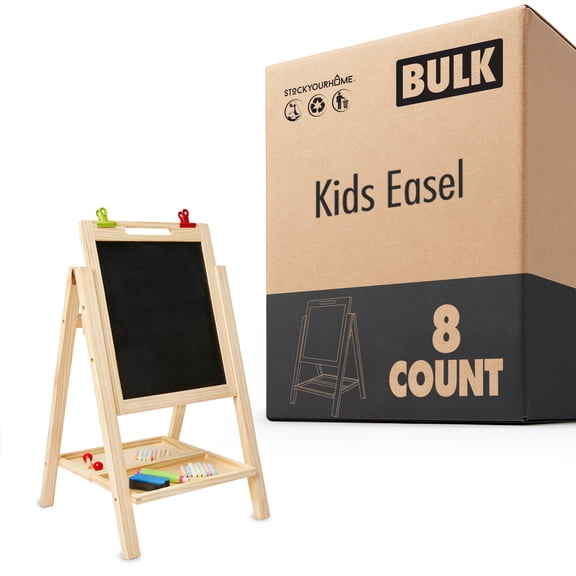 Kidaddle Two in One Double Sided Kids Easel Tabletop Art Easel for Toddlers Ages 2 to 4 Chalk Board and Painting Kit 8 Pack