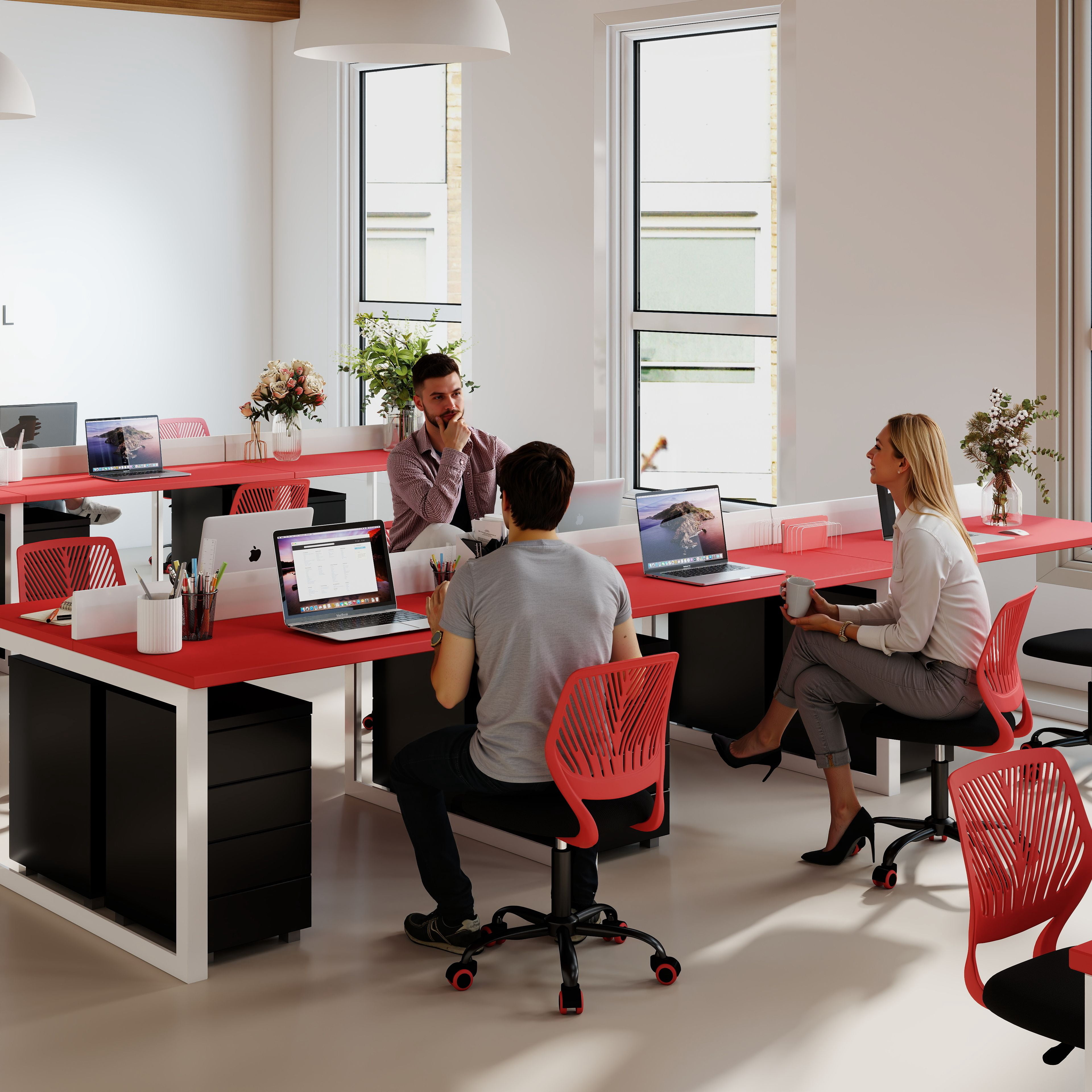 Homy Casa School Student Desk Chair Set of 2, Ergonomic Classroom Task Chairs, Red & Black
