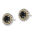 thumbnail image 2 of Finest Gold 14K Sterling Silver Two-Tone with Polished Onyx Earrings, 2 of 4