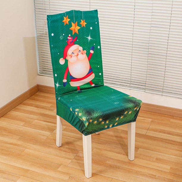 Chair Cover Dining Room Christmas Decor Santa Claus Gnome Snowflake Print Office Chair Covers Stretch Removable Chair Seat Cover