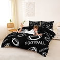 thumbnail image 2 of Castle Fairy Minimalist Football Print Duvet Cover Queen, Sport Theme Queen Bedding, Black White,Black Reversible,3-Piece,1 Duvet Cover and 2 Pillowcases, 2 of 6