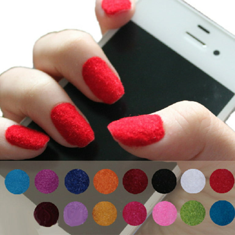 Ayyufe 12 Colors Women Velvet Flocking Powder Nail Art Polish Fingernail  Manicure Tools 
