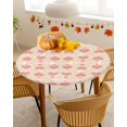 thumbnail image 4 of Round Fitted Tablecloths Thanksgiving Day Pink Heart Waterproof Table Cover for Kitchen Dining Party Decor Striped Love Chic Texture,36"-44", 4 of 6