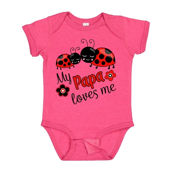 Inktastic My Papa Loves Me with Cute Ladybugs Boys or Girls Baby Bodysuit