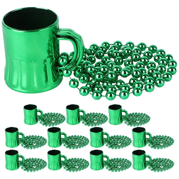 KAKOWELY 12 collares delicados del Día de San Patricio con dijes de taza de cuentas.