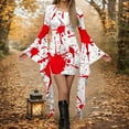 thumbnail image 2 of Fewfanhot Robes d'Halloween pour Femmes Décontractées à Col Rond avec Imprimés Effrayants et Style Asymétrique Robe à Enfiler Patchwork, 2 of 5