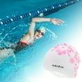 thumbnail image 2 of Unique Bargains 1 Pc Waterproof Square Flower Pattern Swim Cap White, 2 of 6