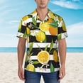 thumbnail image 5 of Uemuo Orange and Lemon Printed Regular Fit Short Sleeve Casual Hawaiian Shirt for Men,Aloha shirt,Tropical shirt,Floral print shirt,Vacation Beach shirt-XX-Large, 5 of 9
