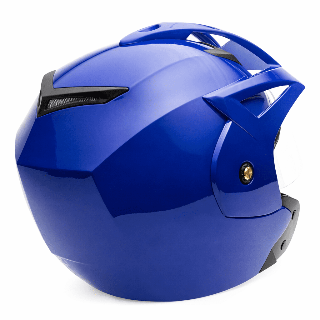 MMG Motorcycle Scooter Street Open Face Helmet DOT - Flip Up Shield - Gloss Blue (X-Large) Model 20