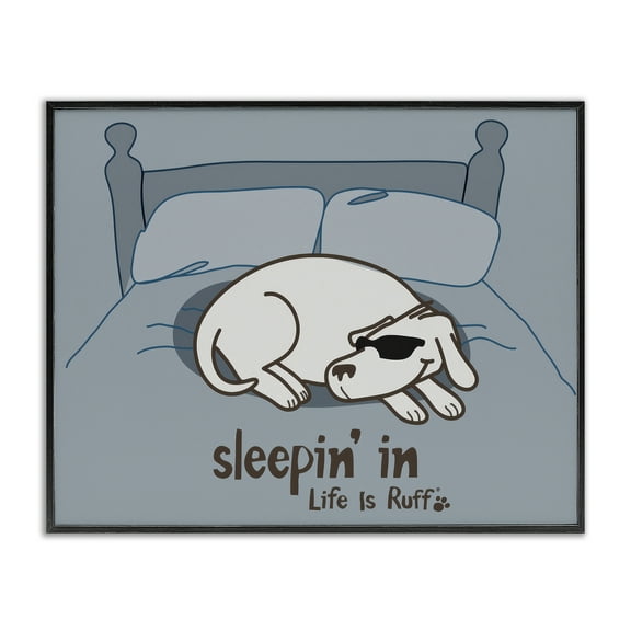 Stupell Industries Sleeping In Dog Animals Painting Black Framed Art Print Wall Art, 14 x 11