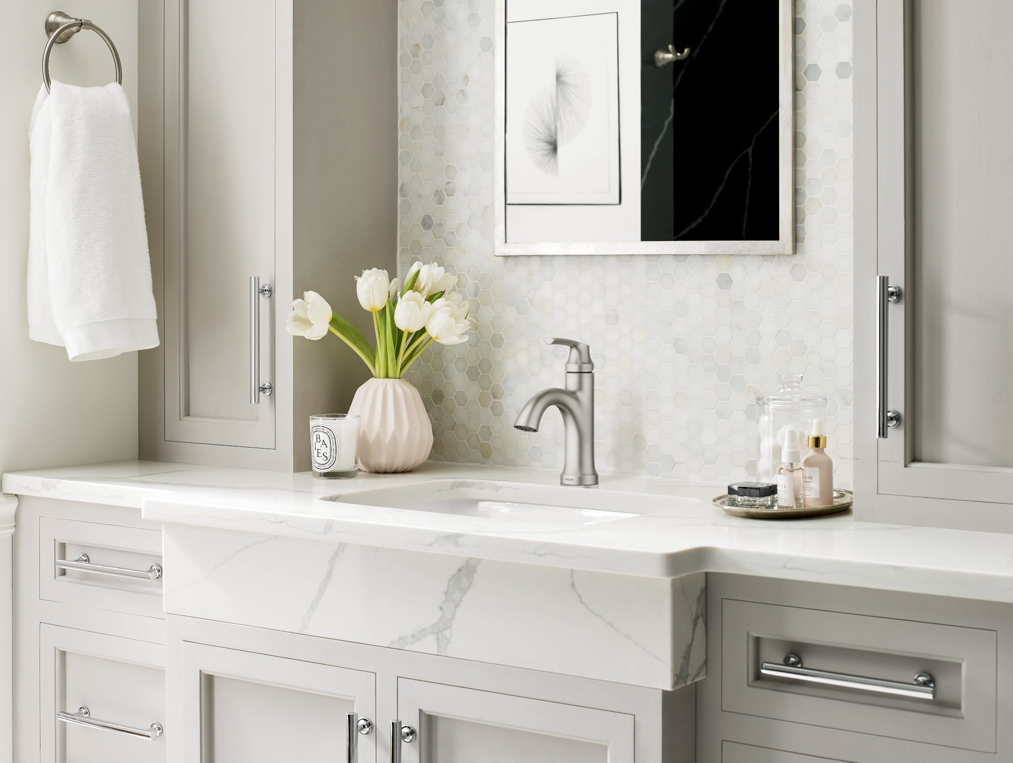 Moen Wellton Spot Resist Brushed Nickel Bathroom Faucet, 84980SRN