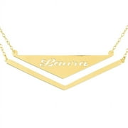Personalized Handmade Triangle Pocket Nameplate Necklace in Sterling Silver or over 14kt Gold Plated Sterling Silver