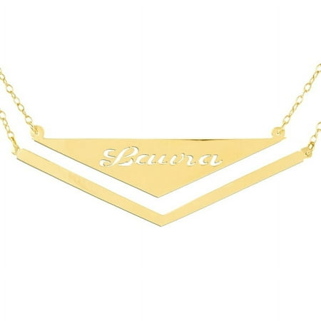 Personalized Handmade Triangle Pocket Nameplate Necklace in Sterling Silver or over 14kt Gold Plated Sterling Silver