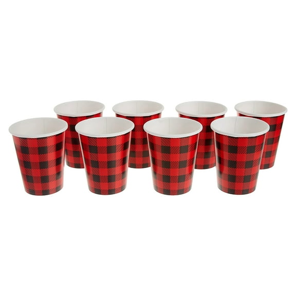 9oz Paper Buffalo Plaid Lumberjack Cups, 8ct
