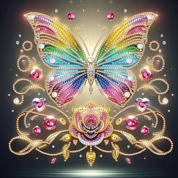 Rose Colourful Butterfly Diamond Art Painting Kit