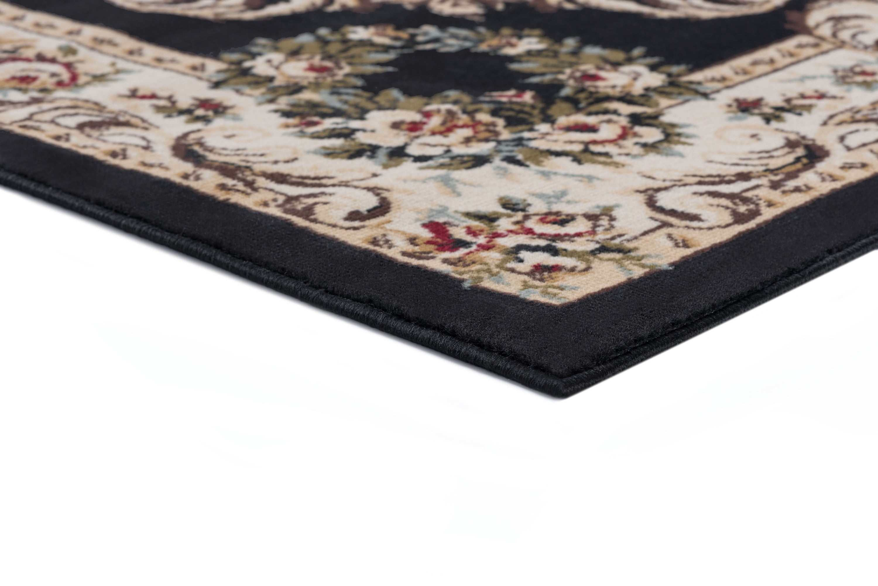 Traditional 9x13 Area Rug (9'3'' x 12'6'') Floral Black, Beige Living Room Easy to Clean