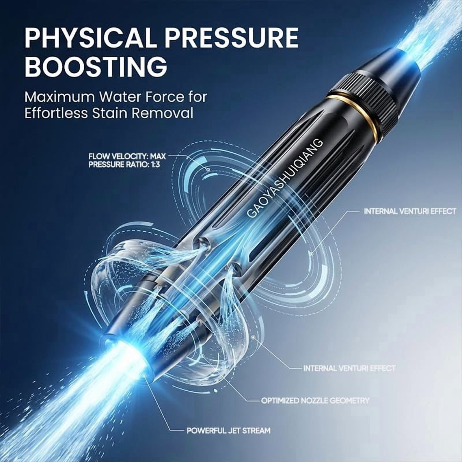 High Pressure Hose Nozzle, Adjustable Water Spray Gun with 3 Spray Modes, Metal Garden Hose Sprayer for Car Wash, Plants Watering, Patio, Floor & Outdoor Cleaning