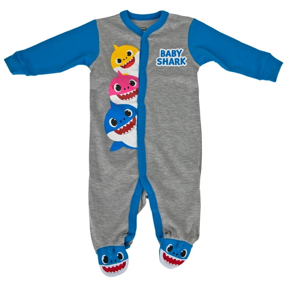 Baby Shark Têtes Pyjama à Pieds pour Bébé - 0-3 Mois