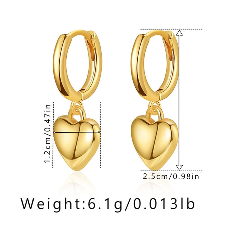 Statement Heart Dangle Hoop Earrings For Women - Multi Drop Heart Design, Copper, No Gemstone