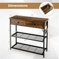 thumbnail image 3 of Costway Entryway Table with Charging Station Narrow Console Table with 2 Drawers Brown, 3 of 10