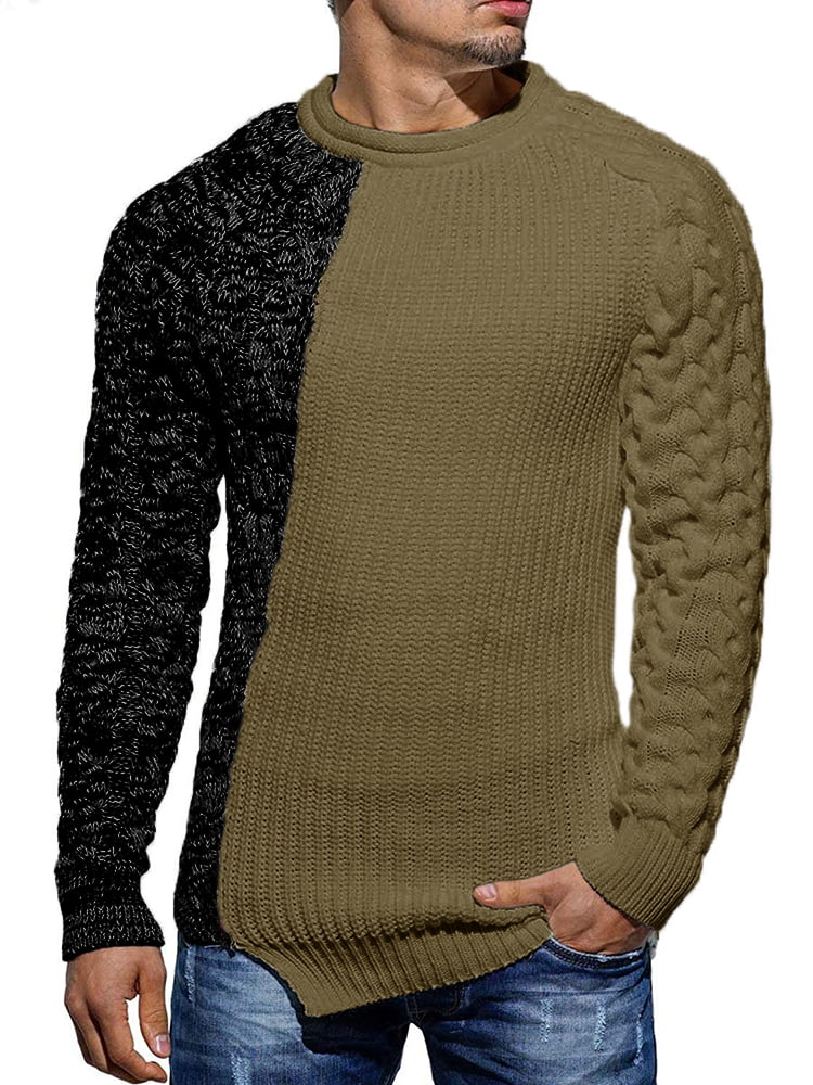 JINIDU Men's Turtleneck Sweater Slim Fit Casual Knitted Twisted Pullover Solid Sweaters 