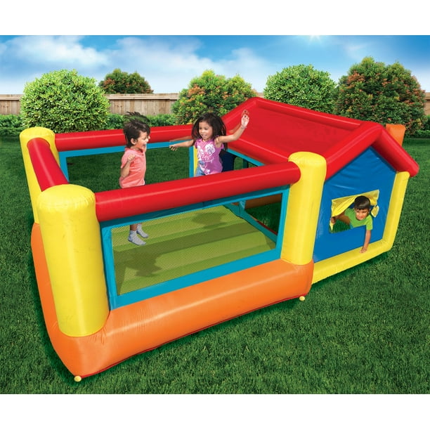 Banzai Big Bounce Play House Inflatable Backyard Jump Bouncer Castle Walmart Com Walmart Com