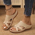 thumbnail image 2 of Pandaie Orthopedic Wedge Sandals for Women Summer Casual Open Toe Wide Width Platform Slip on Boho Casual Walking Slippers with Arch Support Khaki Size 7, 2 of 5