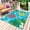 Blue, variant on Summer Swimming Pool Outdoor Rug for Patio/Deck/Porch, Non-Slip Large Area Rug 3 x 5 Ft, Floral Plumeria Leaves Blue Plaid Indoor Outdoor Rugs Washable Area Rugs, Reversible Camping Rug Carpet Runner