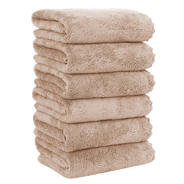 Toallas de mano MOONQUEEN Premium de microfibra de terciopelo coral, paquete de 6