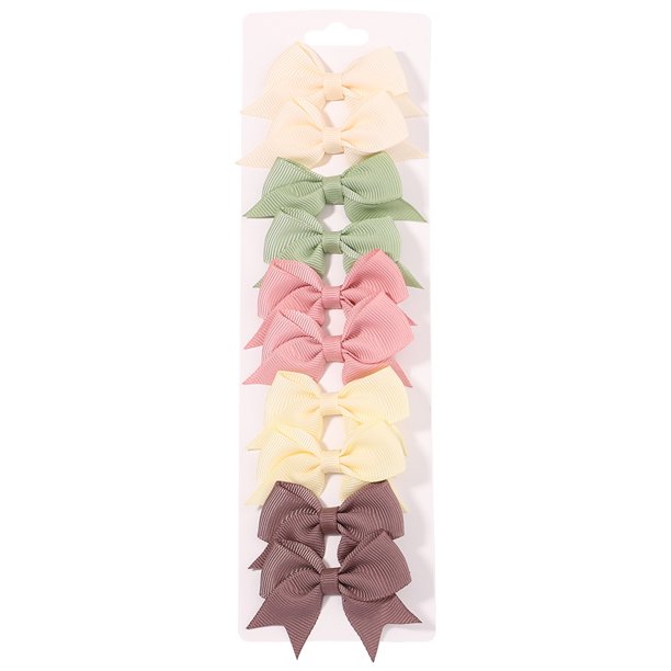 Pinzas para el pelo con lazo para niña, lazos hechos a mano, pasadores de horquilla con lazo, accesorios para el cabello de Año Nuevo, Color sólido, 10 unidades por juego