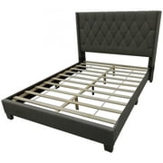 Better Home Products Amelia Fabric Tufted Queen Platform Bed in Charcoal