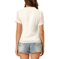 thumbnail image 3 of INSPIRE CHIC Women's Casual V Neck Short Sleeve Semi Sheer Swiss Dots Blouse Top XS White, 3 of 6