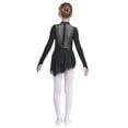 thumbnail image 4 of YiZYiF Girl's Figure Ice Skating Costume Rhinestones Long Sleeve Asymmetrical Ballet Tutu Dance Dress Black 12, 4 of 7