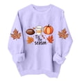 thumbnail image 4 of YFNNUP Women's Halloween Sweatshirts Tis The Season Pumpkin Football Graphic Pullover Tops Fall Crewneck Long Sleeve Shirts Purple,XXL, 4 of 6