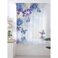 thumbnail image 2 of Sheer Curtains 72 Inches Long, Blue Purple Floral Semi Sheer Curtains Light Filtering Window Treatment, Ombre Butterflies Modern Art Spring Privacy Voile Drapes for Living Room Bedroom 52x72 Inch, 2 of 7