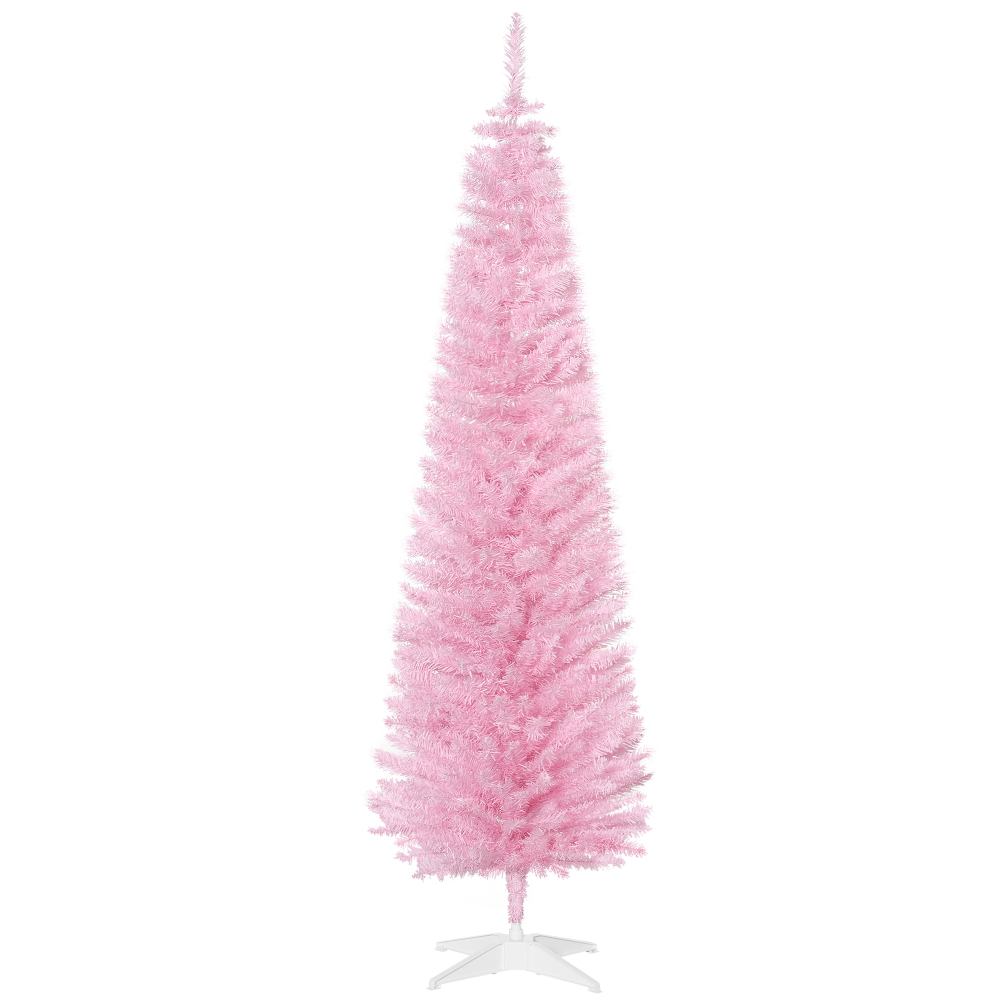 Astoutdoor Artificial Pencil Christmas Tree, Pink, 6 ft, 390 Tips, Plastic, Detachable Base