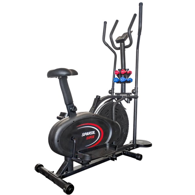 Bicicleta Eliptica 4 en 1 SPARTA FITNESS con Mancuernas y Twister Monitor LCD 120 kg