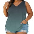 thumbnail image 1 of StSilkitty Plus Size Tank Tops for Womens Gradient Color Loose V Neck Blouses Summer Beach Lightweight Soft Shirts, 1 of 7