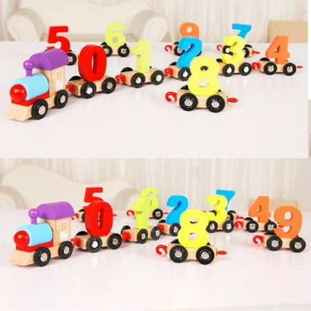 - Mini Digital Train Wooden Alphabet Number Educational Toys Railway Tools For Kid