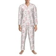 thumbnail image 3 of Cauagu Cute Piggy Ballerina Print Men's Long-Sleeve Pajama Set,Soft Button-Front 2Pjs for Men Long Sleeve Men’s Sleepwear-Large, 3 of 7