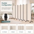 thumbnail image 6 of Costway Room Divider, 6-Panel Folding Privacy Screen with Lockable Rolling Wheels for Home Beige, 6 of 10