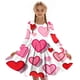 thumbnail image 3 of Vestido de manga larga con cuello redondo para niñas, vestido elástico de manga larga, corte A, estilo patinador con volantes, vestido de recital escolar, vestido de manga larga con cuello redondo par, 3 of 5
