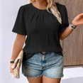 thumbnail image 1 of Xuyuer Womens T Shirts Short Sleeve Summer Tops Pleated T Shirt Casual Blouses Spring Clothes Beach Vacation 2025, 1 of 5
