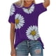 thumbnail image 4 of Qarigey Camiseta de mujer Camiseta de manga corta estampada Blusa corta estampada casual suelta Prendas para la parte del cuerpo Violeta METRO, 4 of 7