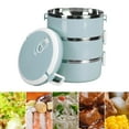 thumbnail image 4 of Cylinder Lunch Container, Vent Silicone Sealing Ring Bento Box Stainless Steel  for Outdoor for School Single Layer,Three Layers,Four Layers, 4 of 7