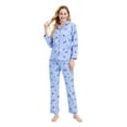 thumbnail image 6 of GLOBAL 100% Cotton Comfy Flannel Pajamas for Women 2-Piece Warm and Cozy Pj Set of Loungewear Button Front Top Pants, 6 of 7